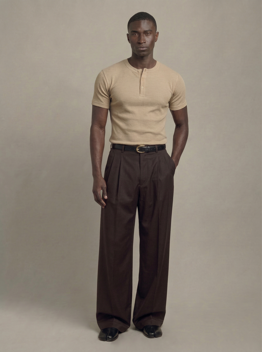 Beige Henley T-shirt