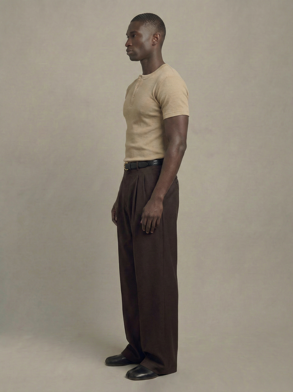 Beige Henley T-shirt